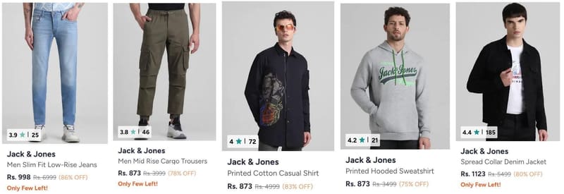 Myntra Loot : Upto 86% Off On Jack & Jones Clothing.