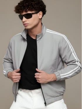 🔥 THE FASHION HUB Men Striped Lightweight Sporty Jacket