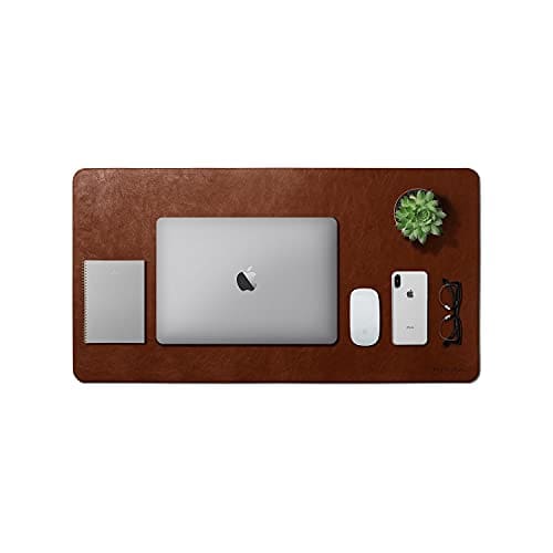 🛒 DailyObjects Large Premium Vegan Leather Desk Mat|Anti-Skid|Anti-Slip|85*45cm|Reversible Desk spread Turf Desk/Laptop Mat for Work from Home/Office/Gaming- Extended mouse pad and keyboard desk pad-Tan