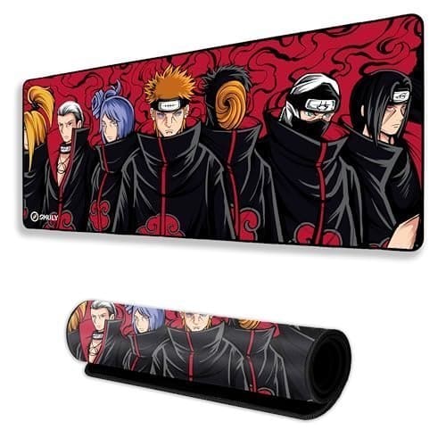 🛒 SMULY Akatsuki Inspired Anime Gaming Mouse Pad, Large Desk Mat 58.5 x 28 cm, Extended Washable Mousepad, Desk Pad, 2mm Thick Non-Slip Rubber Base, Stitched Edges, Smooth Surface (Multicolour)
