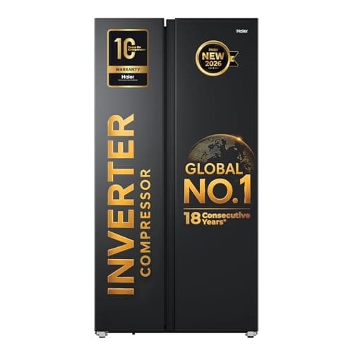 🛒 Haier 540 L 3 Star Frost Free Inverter Side by Side Refrigerator (HRS-615LB, Luxe Black, 360° Magic Cooling for Uniform Freshness, Dual Fresh Drawers for freshness, Deo Fresh Technology, 2026 Model)