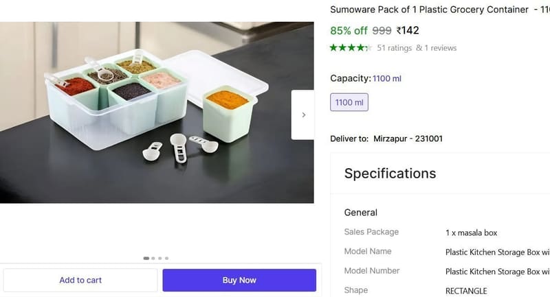🔥  6 Sections Spice Box at ₹142