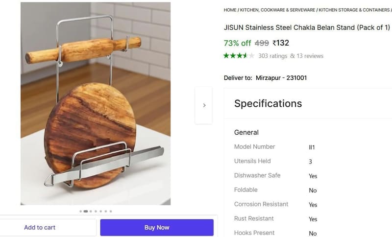 🔥  Chakla Belan Stand at ₹132