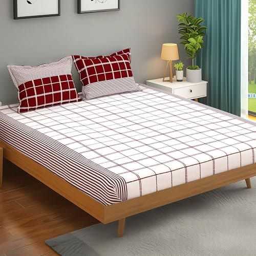 bedsheet for Double Bed, 152TC, 100% Cotton | Double Size Be...