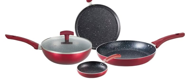 Bergner Amarone 5-piece Cookware Set: 24cm Kadhai, Fry Pan, Tawa & Mini Pan for ₹1,199.