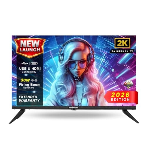 🛒 Uniboom_Optima Series 60 cm (24 inch) HD Ready LED TV 2025 Edition with 30W Sonic Boom - True Frameless - Aura Vision+ Display - (Non Smart)- 24N-ULT-AED