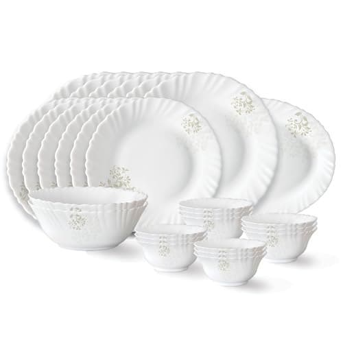 Larah by Borosil Ingot Fluted Series Opalware Dinner Set | 2...
