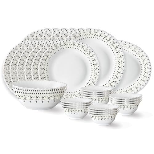 Larah by Borosil Ora Gold Fluted Series Opalware Dinner Set ...