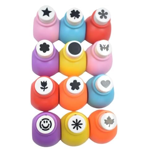 🛒 PANCIKAA Craft Punching Machine | Paper Hole Tool for DIY Greeting Cards, Scrapbooks, & Stationery Items | Crafting Kit Materials for Art & Craft Projects | Multicolor Assorted Shapes - Pack of 12