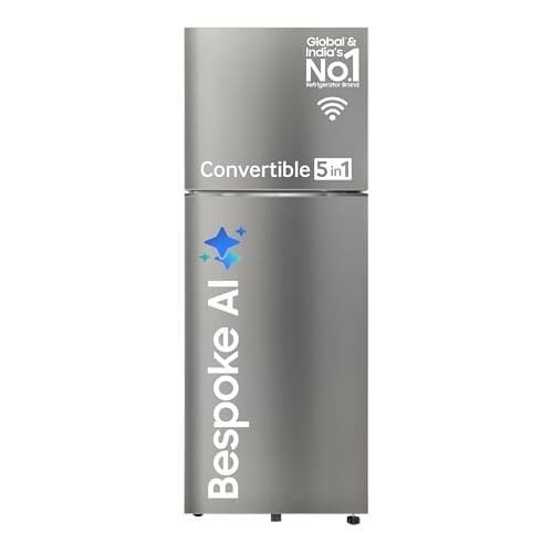 🛒 Samsung 396 L, 2 Star, Convertible 5-in-1, Digital Inverter, Frost Free Double Door, Bespoke AI WiFi Enabled Refrigerator (RT41DG6A2BSLHL, Ez Clean Steel/Real Steel, Silver)