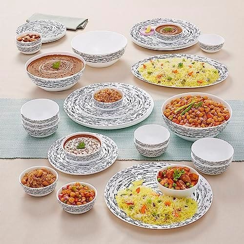 Larah By Borosil Moon Milky Way Dinner Set - 36 Pcs, Opal Gl...