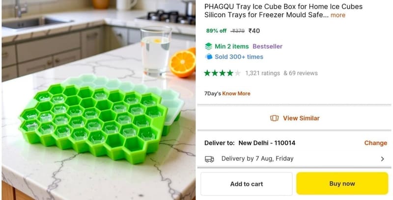 Shopsy |  Silicon Ice Cube Tray at ₹40