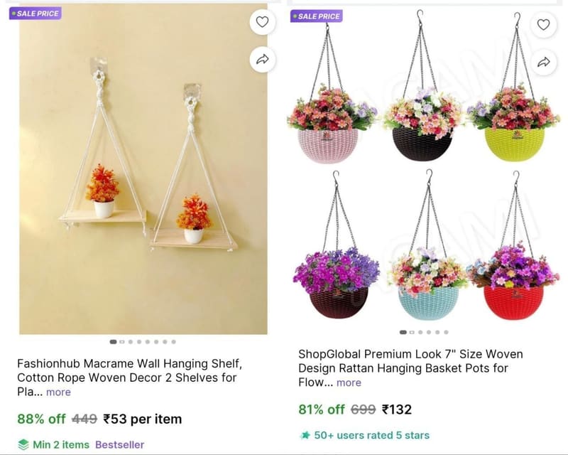 🔥 Hanging Pot & Shelves @ ₹53