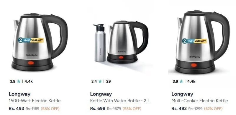 Myntra | Longway Electric Kettle under 699/