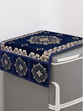 🔥 LooMantha Blue & Beige Printed Cotton Fridge Top Cover