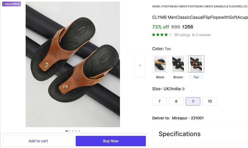 🔥  CLYMB Men's Classic Casual Flip Flops @ ₹266