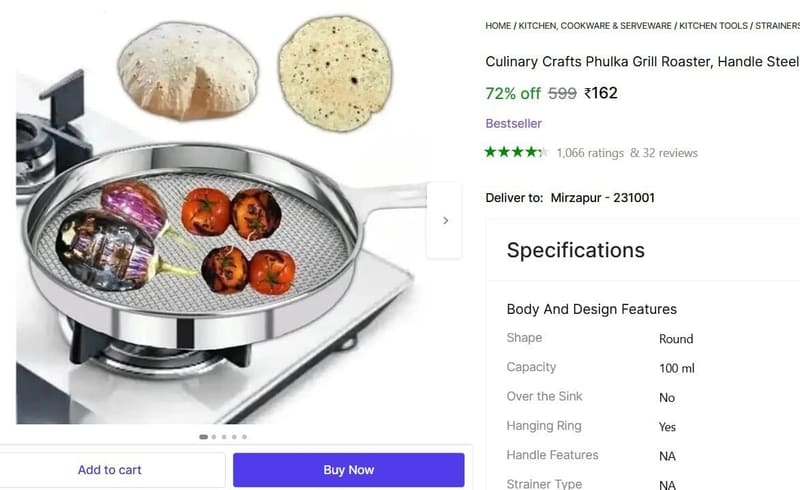 🔥  Steel Grill Roaster at ₹162