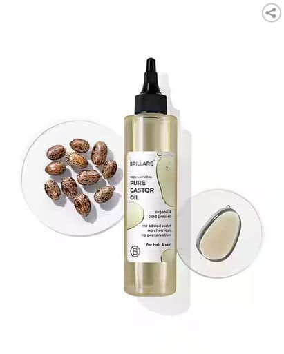 🔥 BRILLARE 100% Pure Cold Pressed Castor Oil for Hair & Skin (200ml)