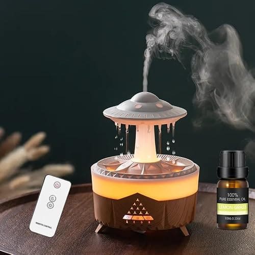🛒 Docoss CloudRain Aroma Diffuser for Home Electric & Humidifier Oil Diffuser for Home – Essential Oil Fragrance Diffuser with Remote Control,Room Freshener Scent for Relaxation (Brown)