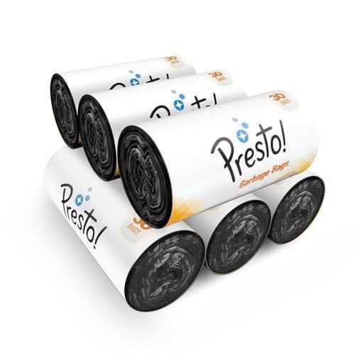 🛒 Amazon Brand - Presto! Garbage Bags | Medium | 180 Count | 30 Bags X 6 Rolls | 19 X 21 Inches | For Dry & Wet Waste | Black