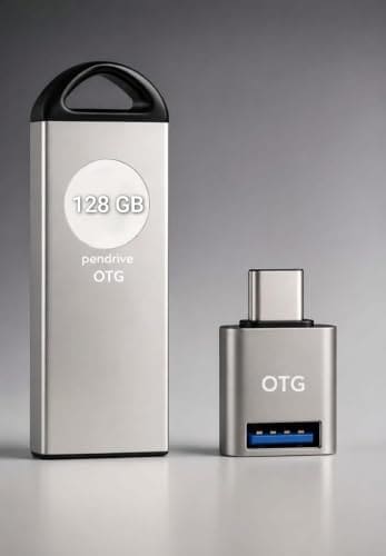 🛒 128 GB USB Pen Drive with OTG Type-C Adapter, Silver Metal | High-Speed Data Storage & Transfer for Smartphones, Tablets, and Laptops - Sleek Metallic Design