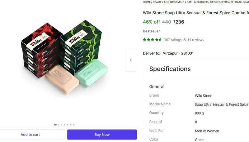 🔥  Wild Stone Soap 100gm Each | (8 x 100 g) @ ₹236