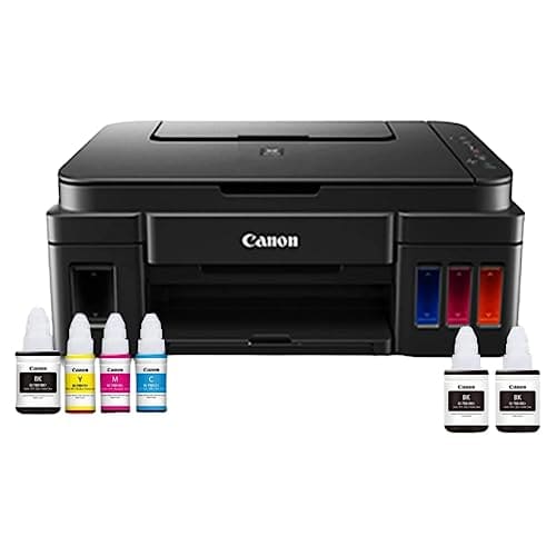 🛒 Canon PIXMA MegaTank G3000 All in One WiFi Inktank Colour Printer with 2 Additional Black Ink Bottles for Home and Office