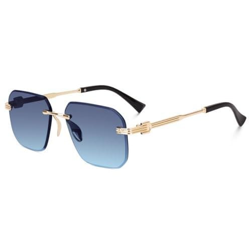 🛒 Dervin UV Protected Square Rimless Sunglasses for Men and Women (M, Gradient Blue)