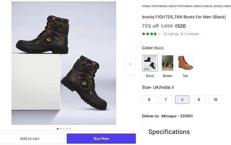 🔥  Boots For Men (Brown) @ ₹520