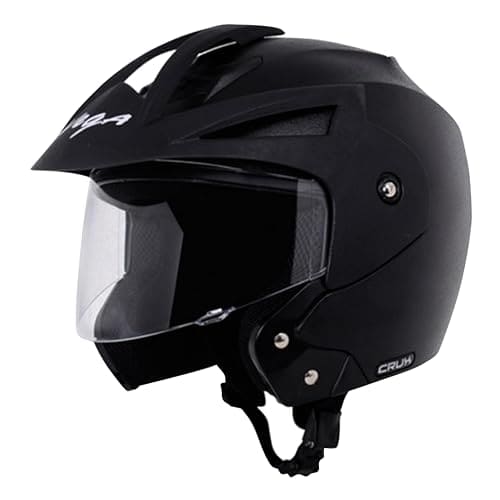 🛒 Vega Crux ISI Certified Flip-Up Helmet for Men and Women with Clear Visor(Black, Size:L)