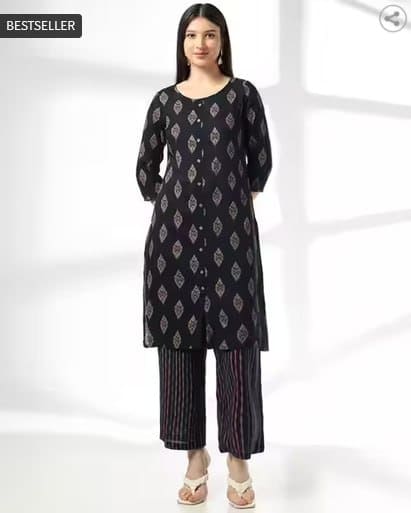 🔥 AVAASA MIX N' MATCH Women Geometric Print Straight Kurta with Pants