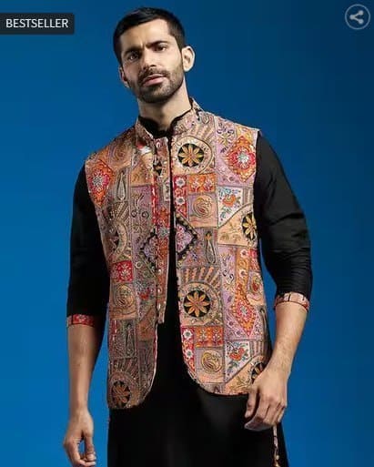 🔥 VASTRAMAY Men Embroidered Nehru Jacket
