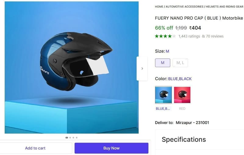 🔥  Motorbike Helmet @ ₹404