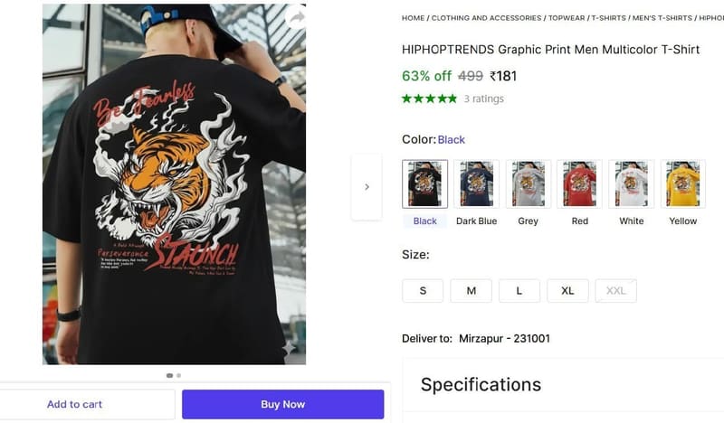 🔥  Printed Men Multicolor T-Shirt @ ₹181