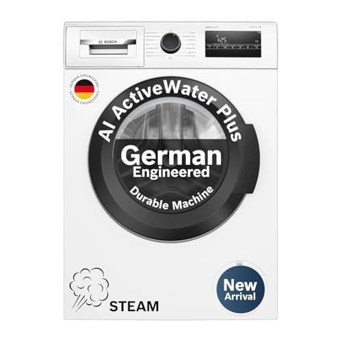 🛒 Bosch 7 kg 5 Star Front Load Fully-Automatic Washing Machine, Steam Antibacterial Tech, AI ActiveWater, 15 Wash Programs, 53L Large Drum, SoftCare Paddle, White, WAJ24263IN (2026 Model)