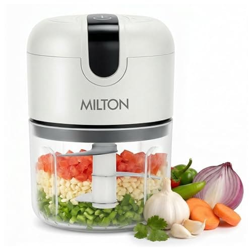 🛒 MILTON 6-in-1 Rechargeable Mini Electric Chopper I Unbreakable Food Grade Material I Stainless Steel Blade I Powerful Motor I Perfect to Chop, Mince, Cut, Dice, Whisk, Blend, Grey