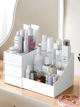 🔥 Aura White Plastic Makeup Organiser