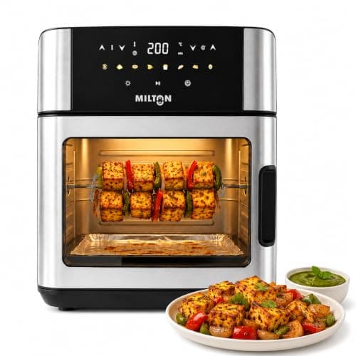 🛒 Milton Digital Air Fryer Oven 16L|1800W|360° High Speed Air Circulation|12 Preset Menus|Air Fry,Bake,Grill,Roast & Reheat|Touch Control Panel|Large Capacity Rapid Digital Air Fryer|1Yr Warranty,