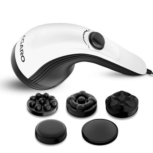 🛒 AGARO Atom Plus Electric Handheld Full Body Massager, 4 Massage Heads, Mesh Cover, Variable Speed Settings for Muscle Relief and Relaxation, Back, Leg & Foot