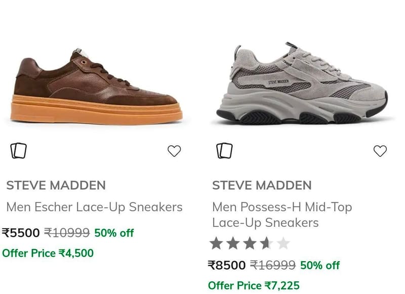 Ajio | Steve Madden, Dune London min 50%