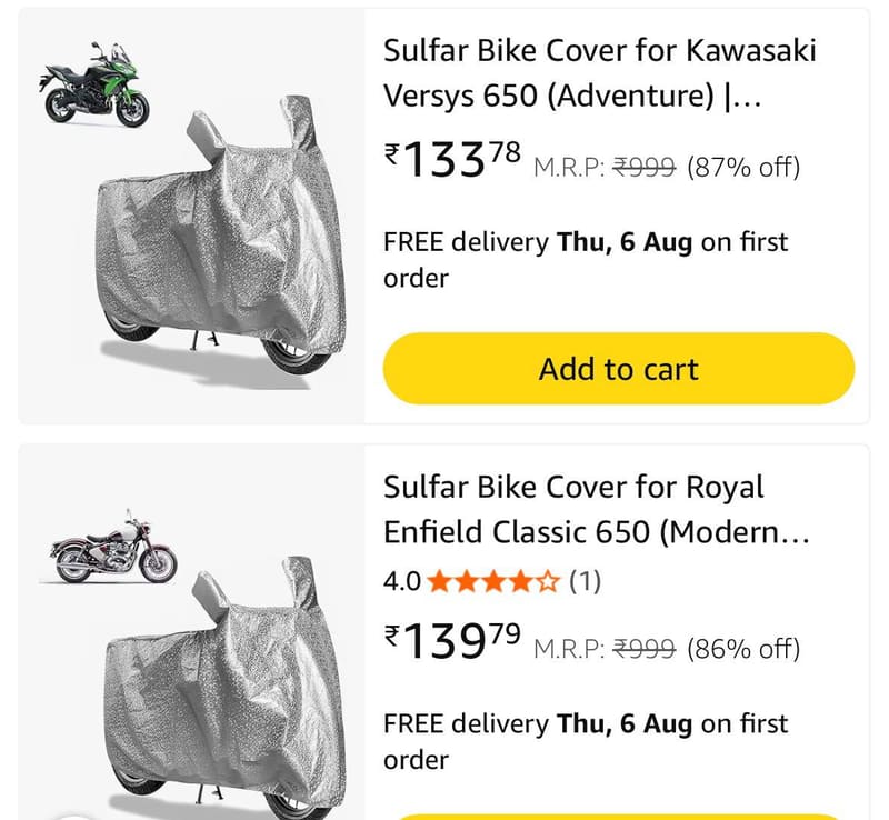 GRAB : Bike Body Covers Starts @122.
