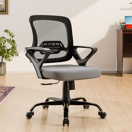 🛒 Green Soul Pebble Office Chair, Mid Back Mesh Ergonomic Home Office Desk Chair with Comfortable & Spacious Seat, Tilt Lock Mechanism & Heavy Duty Metal Base (Grey)