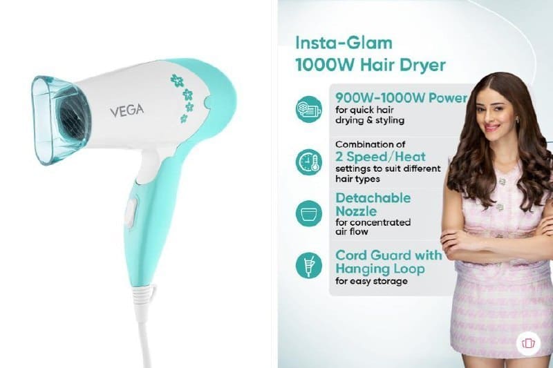🔥 VEGA Insta Glam Foldable Hair Dryer 💨✨