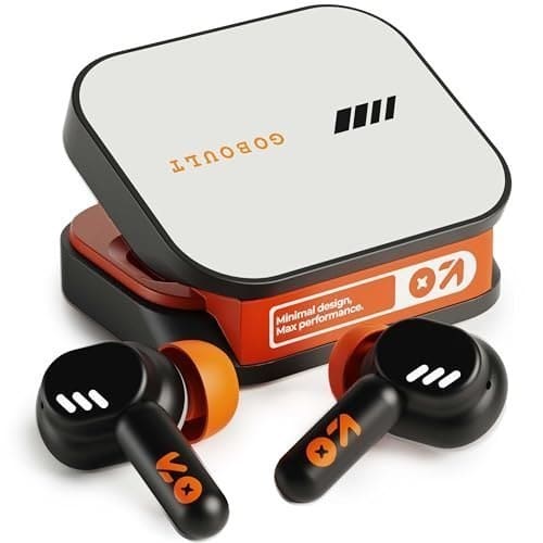 🛒 GOBOULT Tenet TWS Earbuds with 75H Playtime, Amp App Support, Quad Mic ENC, Dual Device Pairing Buds, 13mm Driver Ear Buds, Bluetooth 5.4 Wireless Earbuds (Turbo Orange)