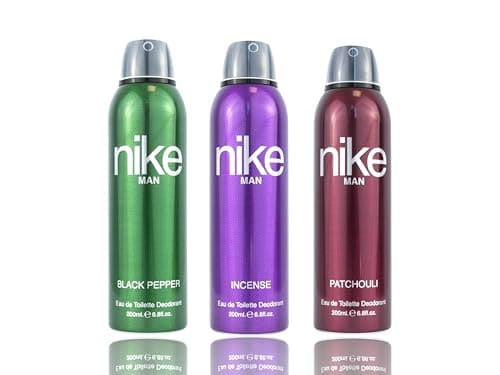 🛒 Nike Unisex Black Pepper + Incense + Patchouli Fresh Spray Deodorant For Man - Pack Of 3 (200Ml Each), 3 Count