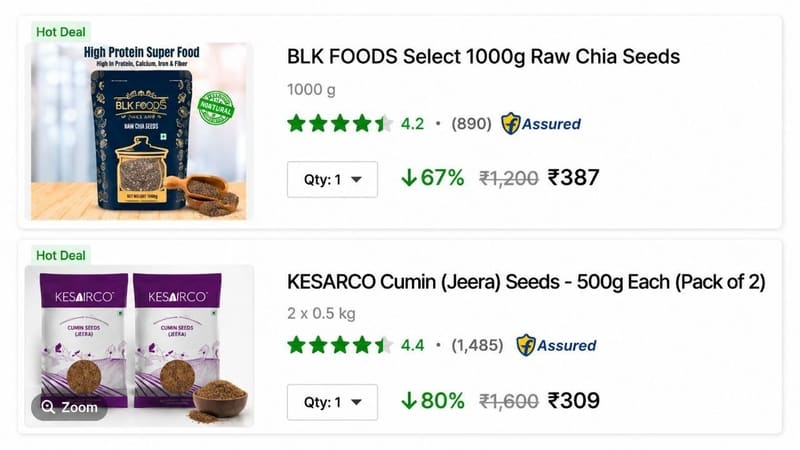 🔥 Jeera & Chia Seed, 1Kg at 309