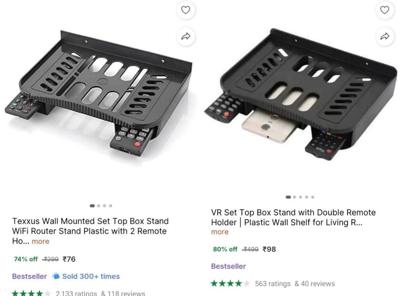 🔥 Set Top Box Mounted Stand With Remote Holder @ ₹76