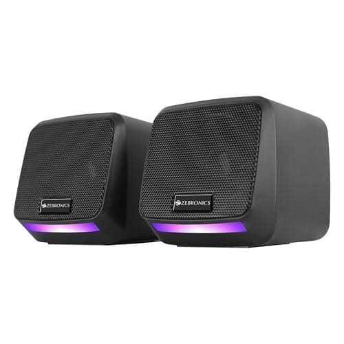 🛒 ZEBRONICS Igloo 1, 2.0 USB Computer Speakers, 8 Watts, Multicolor LED, USB Powered, AUX, Volume Control Pod for PC, Laptops, Desktop, Black
