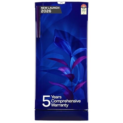 🛒 Godrej 185 L 5 Star 5 Years Comprehensive New Launch Turbo Cooling Technology Toughened Glass Shelves Large Shelve Space Single Door Refrigerator (2026 Model, RD 195EN TAI MN BL, Marine Blue)
