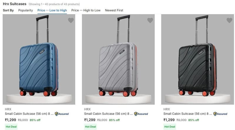 Flipkart | Upto 85% Off On HRX Luggage.